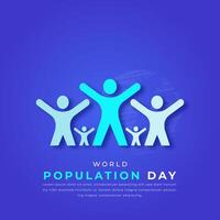 Welt Population Tag Papier Schnitt Stil Vektor Design Illustration zum Hintergrund, Poster, Banner, Werbung, Gruß Karte