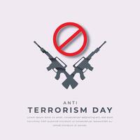 anti terrorism dag papper skära stil vektor design illustration för bakgrund, affisch, baner, reklam, hälsning kort