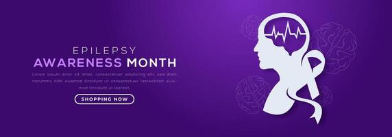 Epilepsie Bewusstsein Monat Papier Schnitt Stil Vektor Design Illustration zum Hintergrund, Poster, Banner, Werbung, Gruß Karte