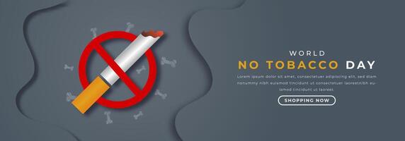 Welt Nein Tabak Tag Papier Schnitt Stil Vektor Design Illustration zum Hintergrund, Poster, Banner, Werbung, Gruß Karte