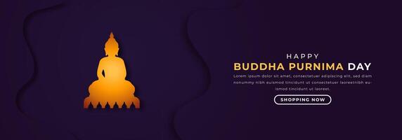 glücklich Buddha Purnima Tag Papier Schnitt Stil Vektor Design Illustration zum Hintergrund, Poster, Banner, Werbung, Gruß Karte