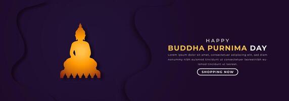 Lycklig buddha purnima dag papper skära stil vektor design illustration för bakgrund, affisch, baner, reklam, hälsning kort