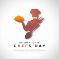International Köche Tag Papier Schnitt Stil Vektor Design Illustration zum Hintergrund, Poster, Banner, Werbung, Gruß Karte
