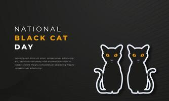 National schwarz Katze Tag Papier Schnitt Stil Vektor Design Illustration zum Hintergrund, Poster, Banner, Werbung, Gruß Karte