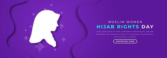 Hijab Rechte Tag Papier Schnitt Stil Vektor Design Illustration zum Hintergrund, Poster, Banner, Werbung, Gruß Karte