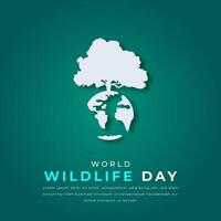 Welt Tierwelt Tag Papier Schnitt Stil Vektor Design Illustration zum Hintergrund, Poster, Banner, Werbung, Gruß Karte