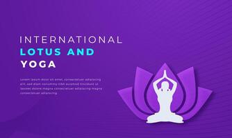 Lotus und Yoga International Tag Papier Schnitt Stil Vektor Design Illustration zum Hintergrund, Poster, Banner, Werbung, Gruß Karte