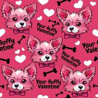 ein nahtlos Vektor Muster mit süß Hunde und Herzen, perfekt zum Valentinstag Tag. diese bezaubernd Design ist Ideal zum Tapeten, Stoff, und Gruß Karten, Hinzufügen Liebe nicht ai.