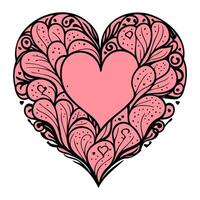 kärlek hjärta prydnad blomma valentine illustration skiss vektor