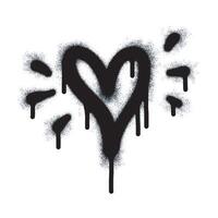 Spray-Graffiti-Herzzeichen in Schwarz auf Weiß gemalt. Liebesherz-Drop-Symbol. isoliert auf weißem Hintergrund. Vektor-Illustration vektor