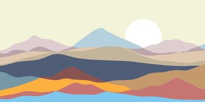 berg färger, genomskinlig vågor, solnedgång, abstrakt glas former, modern bakgrund, design vektor illustration