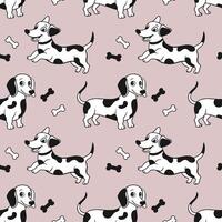 sömlös mönster med söt tecknad serie dalmatian hundar på en ljus bakgrund. vektor illustration.