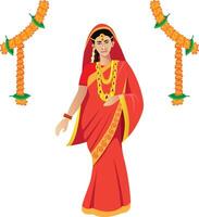 maharastrisk, hindu bro stående för bröllop, vektor