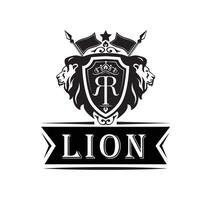 lejon logotyp, kunglig kung djur, vektor illustration ikon