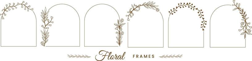 botanisch Blumen- Frames Design Elemente Hand gezeichnet Vektor