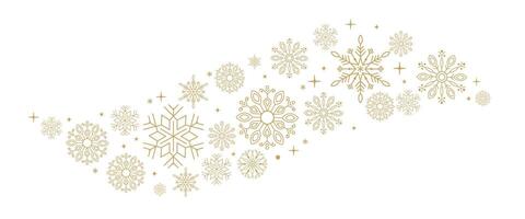 Weihnachten golden Schneeflocken und Sterne Rand isoliert auf Weiß Hintergrund vektor