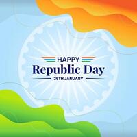 26 januari republik dag av Indien firande hälsning med indisk flagga vektor