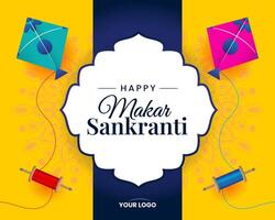 Makar Sankranti mit Drachen Gelb Mandala Festival Hintergrund Vektor