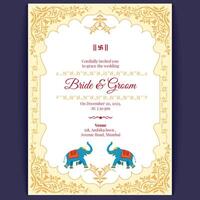 königlich indisch Hochzeit Karte Design, Hochzeit Einladung Vorlage vektor
