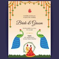 indisk bröllop kort design, inbjudan mall vektor