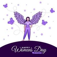 International Damen Tag 8 .. März Feier Hintergrund Vorlage mit Flügel vektor