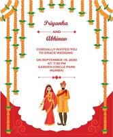 Hindu Hochzeit Einladung Karte Vorlage Design vektor