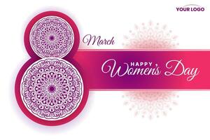 International Damen Tag 8 .. März Feier Hintergrund Vorlage mit Mandala Design vektor