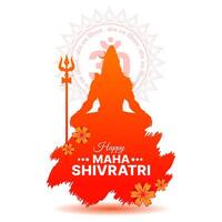 maha shivratri festival välsignelse kort design med shiva och trishul silhuett mall vektor