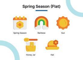 Frühling Jahreszeit Symbol einstellen im eben Farbe Stil geeignet zum Netz und App Symbole, Präsentationen, Poster, usw. vektor