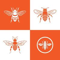 Logo von Honigbienen Symbol einstellen isoliert Vektor Silhouette Design