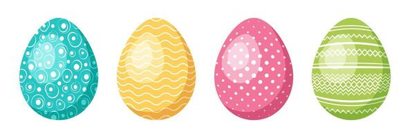 einstellen von Ostern Eier mit anders Muster isoliert auf Weiß Hintergrund vektor