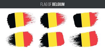 Belgien Flaggen einstellen Bürste Schlaganfall Grunge Vektor Illustration Flagge von Belgien isoliert auf Weiß