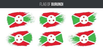 Burundi Flaggen einstellen Bürste Schlaganfall Grunge Vektor Illustration Flagge von Burundi isoliert auf Weiß