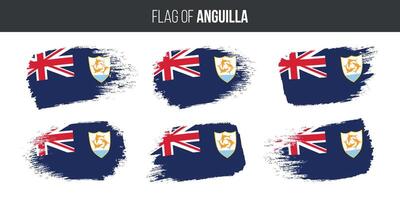 Anguilla Flaggen einstellen Bürste Schlaganfall Grunge Vektor Illustration Flagge von Anguilla isoliert auf Weiß