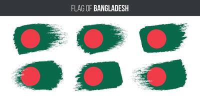 bangladesh flaggor uppsättning borsta stroke grunge vektor illustration flagga av bangladesh isolerat på vit