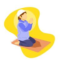 Vektor Illustration von ein Muslim Junge beten sehr ruhig