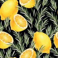 Vektor nahtlos Muster mit Zitrone und Rosmarin