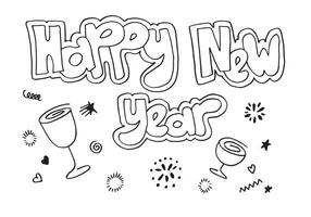 Lycklig ny år doodle.holiday illustration för design hälsning cards.vector illustration. vektor