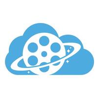 Planet Film Wolke gestalten Konzept Vektor Logo Design.