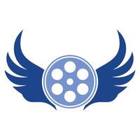 Flügel Film Logo Vorlage Design Symbol Vektorgrafik. vektor