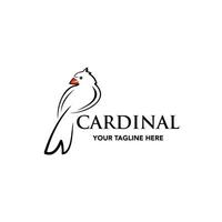 kardinal fågel logotyp mall stiliserade vektor linje illustration, lämplig för din design behöver, logotyp, illustration, animation, etc.