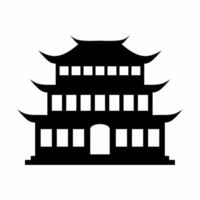 konfuzianisch Tempel Silhouette Symbol Vektor. Chinesisch Tempel Silhouette zum Symbol, Symbol oder unterzeichnen. Konfuzius Gebäude Symbol zum Mond- Neu Jahr oder religiös vektor