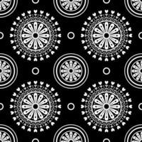 sömlös mönster med mandalas på svart bakgrund. vektor