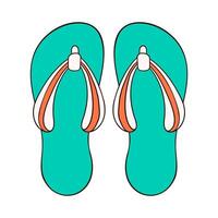 par av flip flops i tecknad serie stil topp se. sommar tid tofflor för manlig och kvinna, skor design grön och orange Färg för skor Lagra. vektor illustration isolerat på en vit bakgrund.