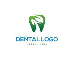 Blatt Dental Logo Design Vektor Silhouette Vorlage.