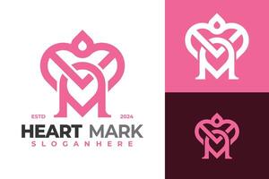brev m hjärta mark logotyp design vektor symbol ikon illustration