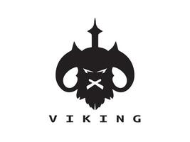 viking huvud ansikte logotyp mall vektor