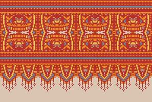 pixel korsa sy traditionell etnisk mönster paisley blomma ikat bakgrund abstrakt aztec afrikansk indonesiska indisk sömlös mönster för tyg skriva ut trasa klänning matta gardiner och sarong vektor