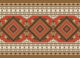 pixel korsa sy traditionell etnisk mönster paisley blomma ikat bakgrund abstrakt aztec afrikansk indonesiska indisk sömlös mönster för tyg skriva ut trasa klänning matta gardiner och sarong vektor