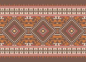 pixel korsa sy traditionell etnisk mönster paisley blomma ikat bakgrund abstrakt aztec afrikansk indonesiska indisk sömlös mönster för tyg skriva ut trasa klänning matta gardiner och sarong vektor